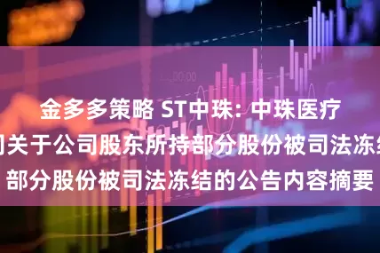 金多多策略 ST中珠: 中珠医疗控股股份有限公司关于公司股东所持部分股份被司法冻结的公告内容摘要